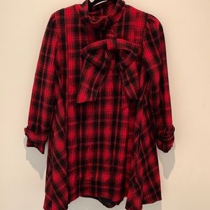 Gorgeous red and black plaid swing coat